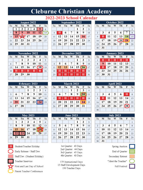 Calendar | Cleburne Christian Academy